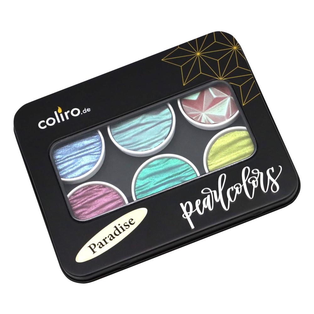 Set of watercolor paints, Paradise - Coliro Pearl Colors - 30 mm, 6 pcs.