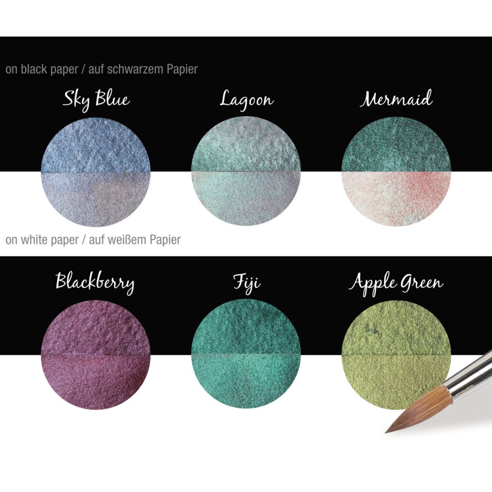 Set of watercolor paints, Paradise - Coliro Pearl Colors - 30 mm, 6 pcs.