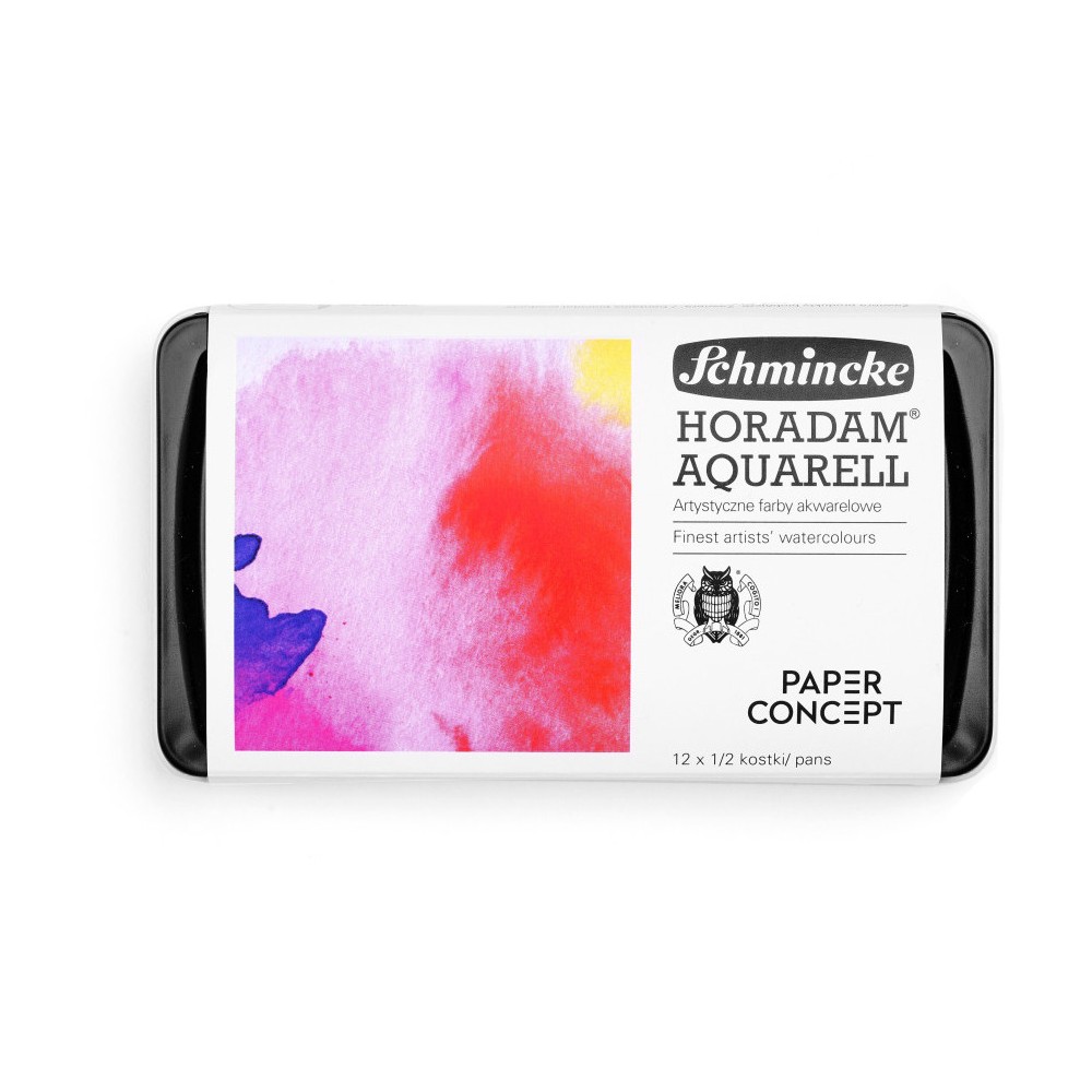 Zestaw akwareli w półkostkach Horadam Aquarell - Schmincke x PaperConcept - 12 szt.
