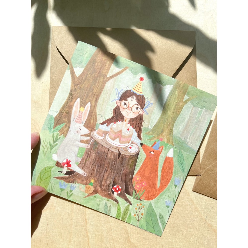 Greeting card - Hi Little - Birthday Girl, 14,5 x 14,5 cm