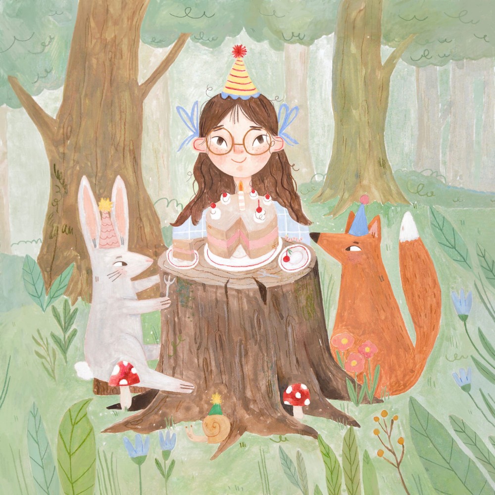 Greeting card - Hi Little - Birthday Girl, 14,5 x 14,5 cm