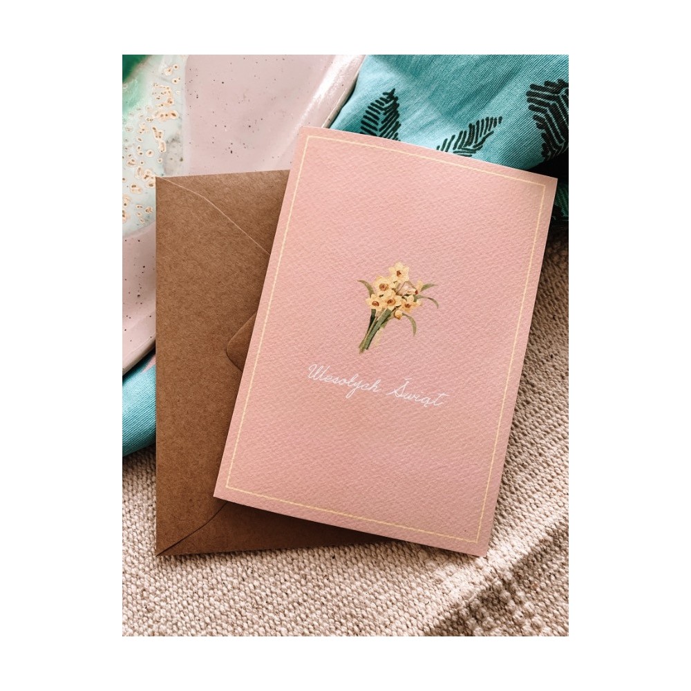 Greeting card 12 x 17 cm - Cudowianki - Wielkanoc, Żonkile