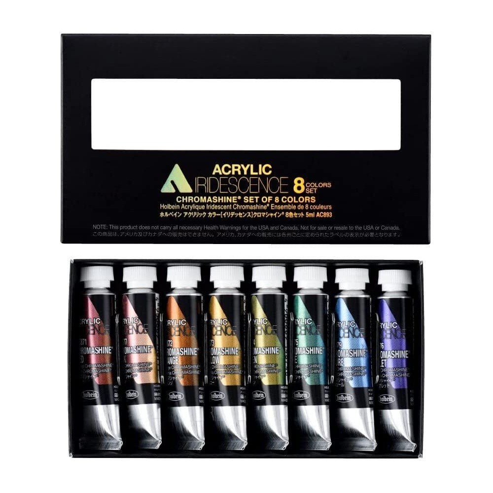 Set of Iridescence Acrylic Paints - Holbein - 8 colors x 5 ml