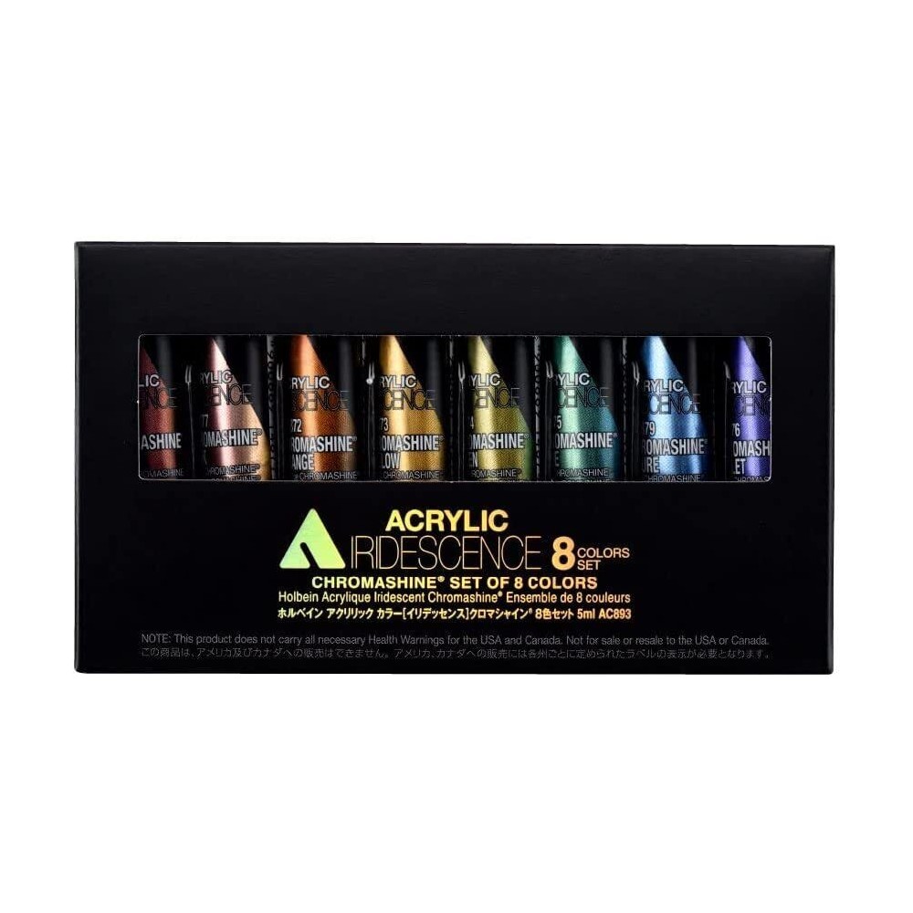Set of Iridescence Acrylic Paints - Holbein - 8 colors x 5 ml