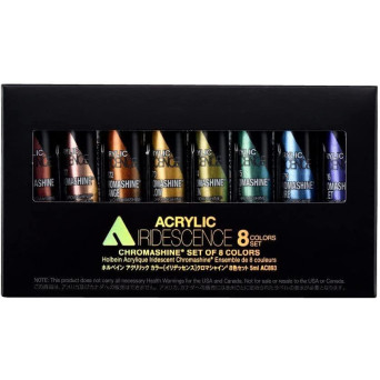 Set of Iridescence Acrylic Paints - Holbein - 8 colors x 5 ml