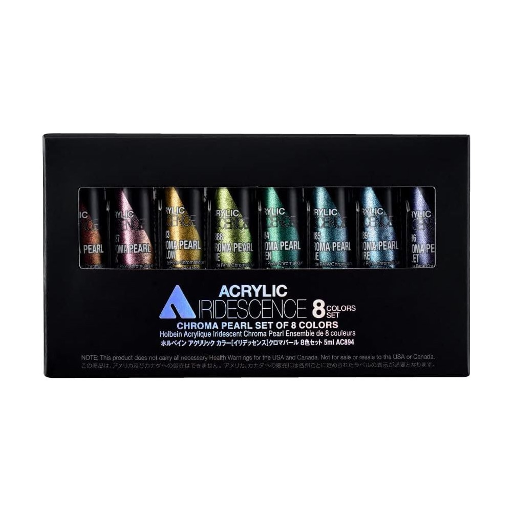 Set of Iridescence Acrylic Paints - Holbein - Chroma Pearl, 8 x 5 ml