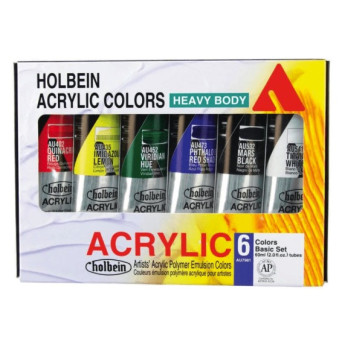 Zestaw farb akrylowych Heavy Body Acrylic - Holbein - Basic, 6 kolorów x 60 ml