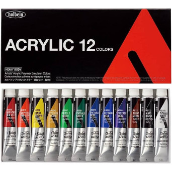 Set of Heavy Body Acrylic Paints - Holbein - 12 x 20 ml