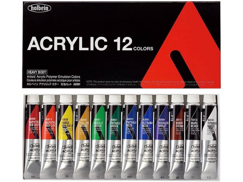 Zestaw farb akrylowych Heavy Body Acrylic - Holbein - 12 kolorów x 20 ml