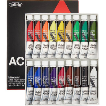 Zestaw farb akrylowych Heavy Body Acrylic, School Set - Holbein - 18 kolorów x 12 ml
