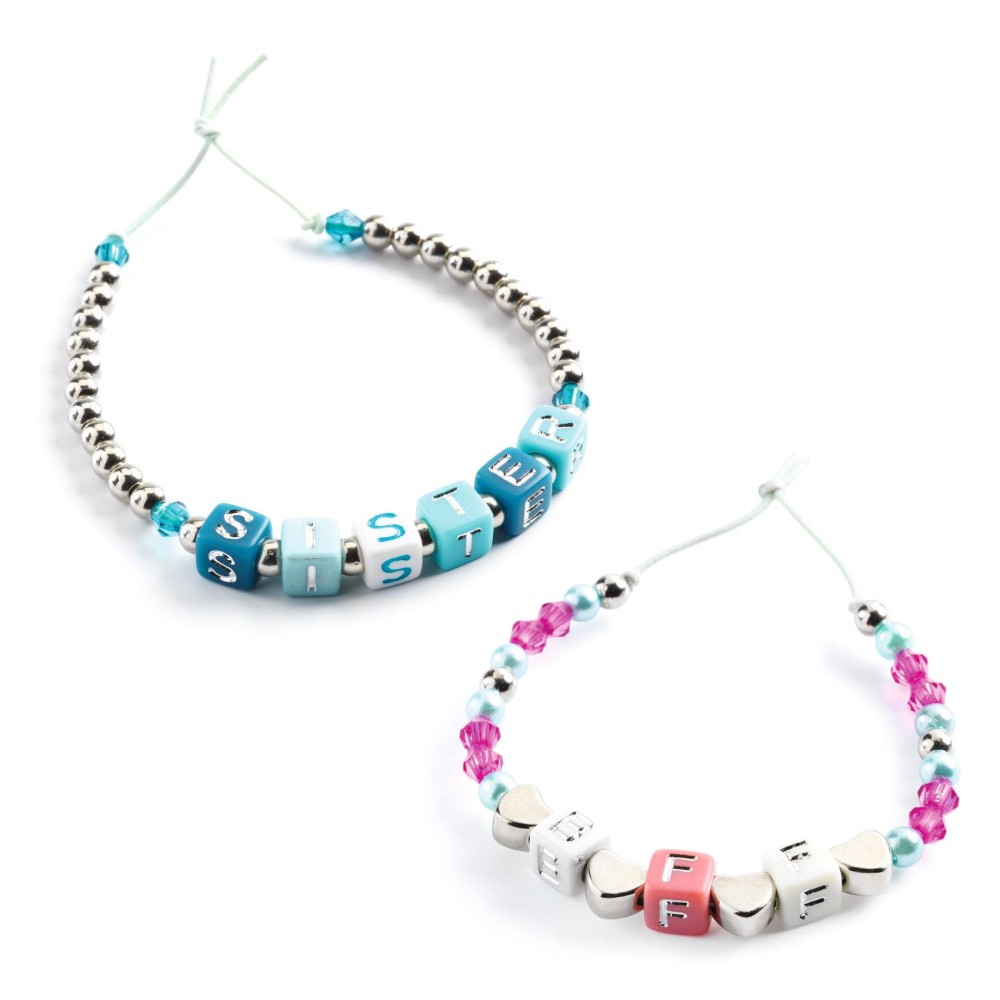 Jewelry making set for kids, Alphabet Beats - Djeco - silver, 1000 pcs.