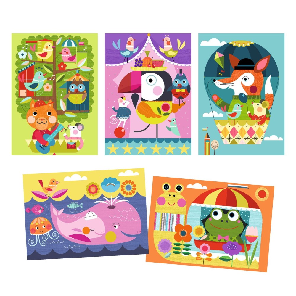 Scratch boards for children - Djeco - Animal World, 4 sheets