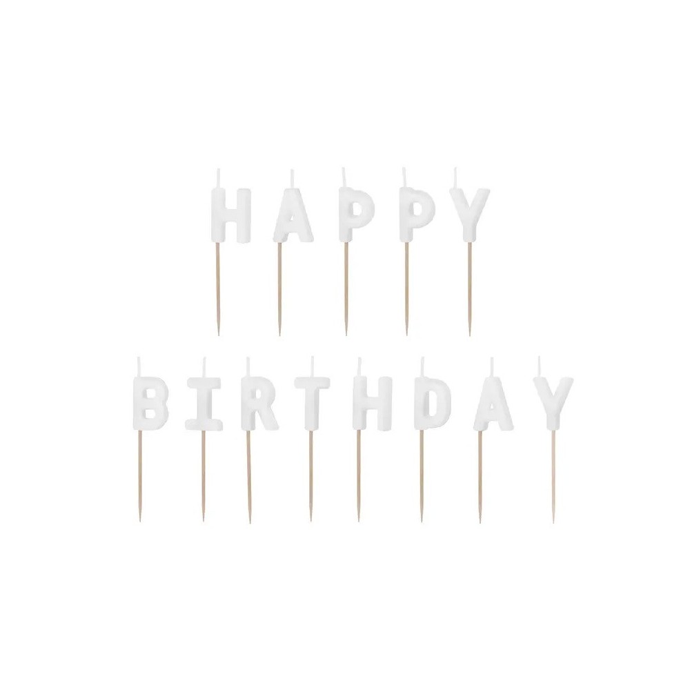 Birthday candles Happy Birthday - white, 13 pcs.