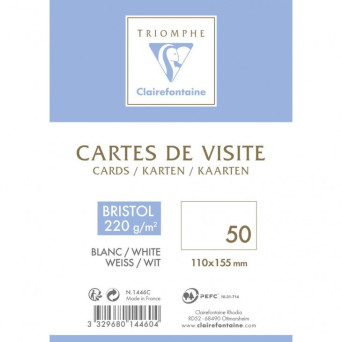 Set of business cards - Clairefontaine - White, 11 x 15,5 cm, 50 pcs.