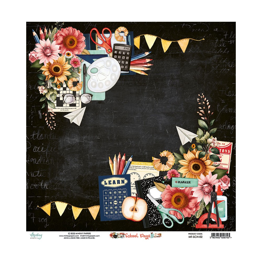 Scrapbooking paper 30,5 x 30,5 cm - Mintay - School Days 02