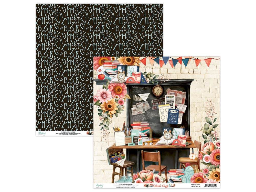 Scrapbooking paper 30,5 x 30,5 cm - Mintay - School Days 03