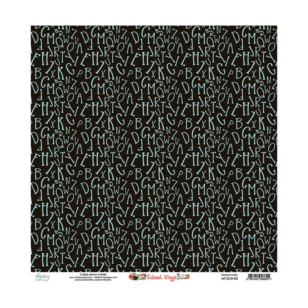 Papier do scrapbookingu 30,5 x 30,5 cm - Mintay - School Days 03