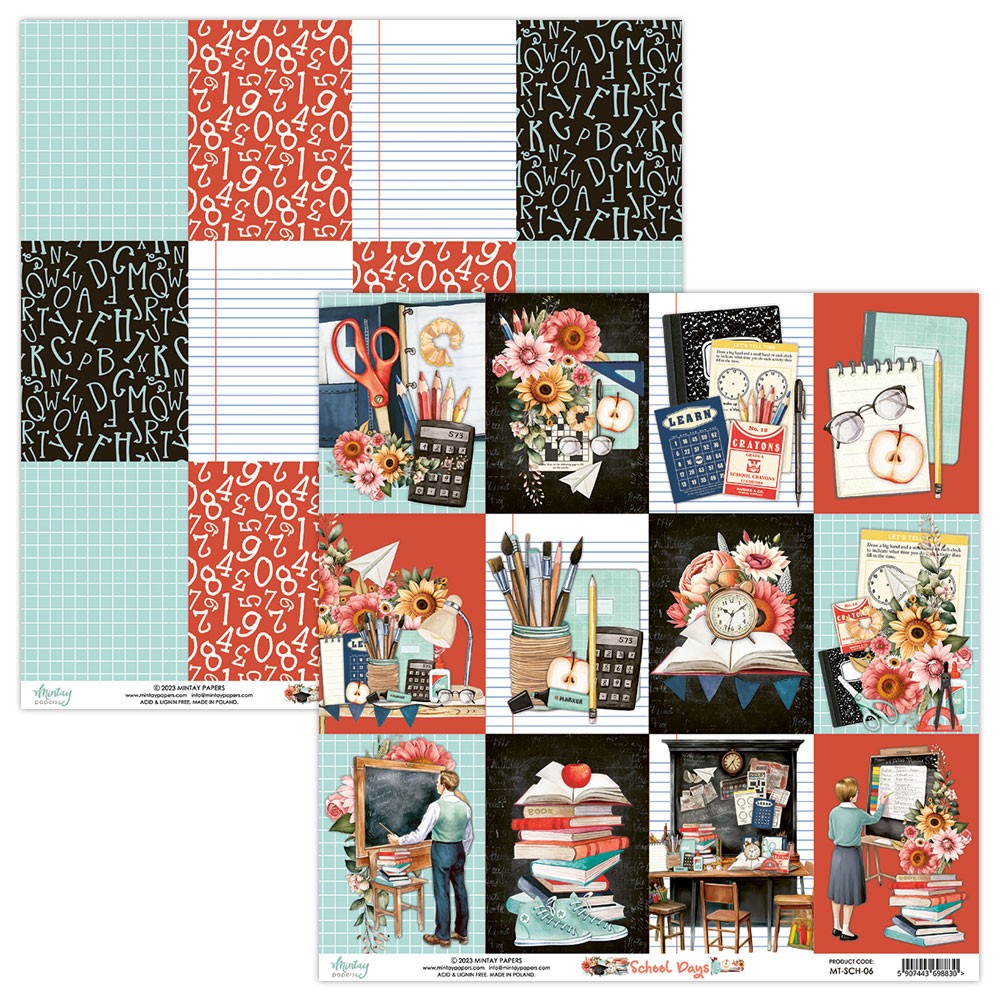 Scrapbooking paper 30,5 x 30,5 cm - Mintay - School Days 06