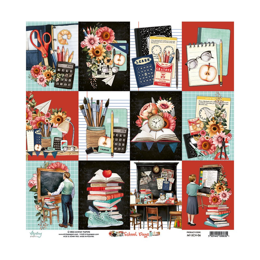 Scrapbooking paper 30,5 x 30,5 cm - Mintay - School Days 06