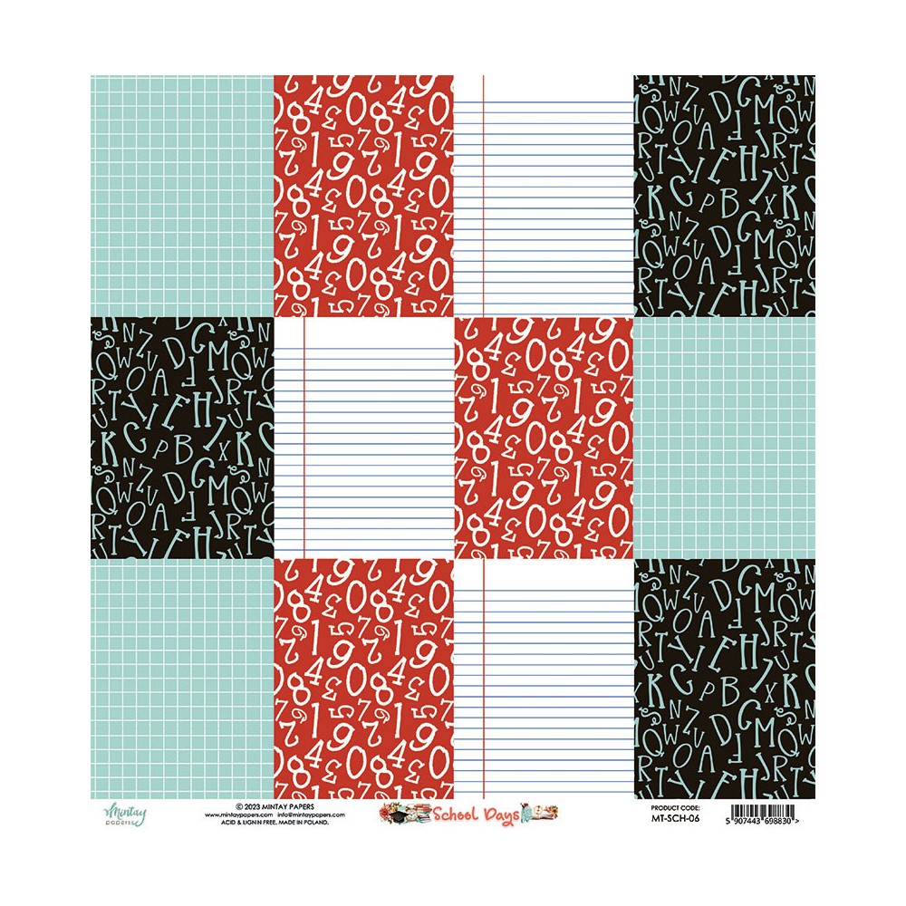 Scrapbooking paper 30,5 x 30,5 cm - Mintay - School Days 06