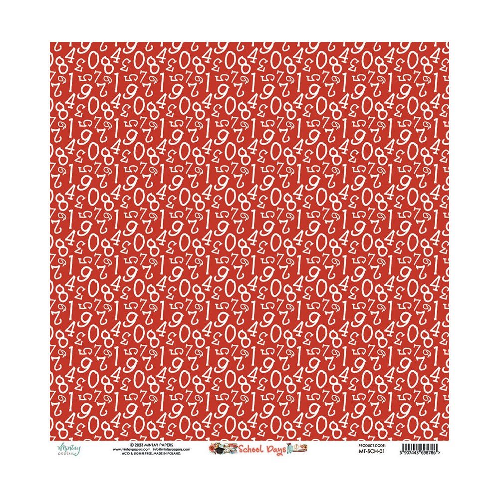 Set of scrapbooking papers 15,2 x 15,2 cm - Mintay - School Days