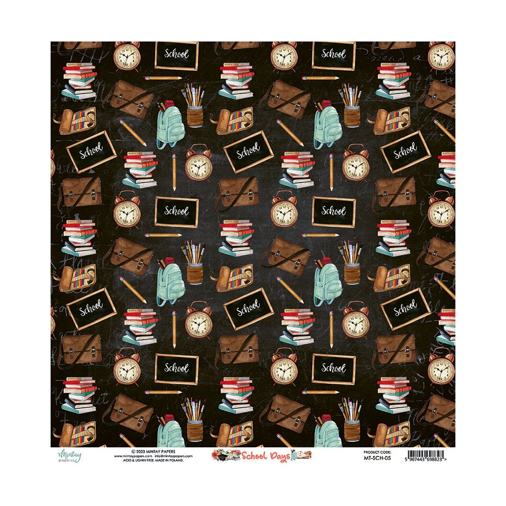 Zestaw papierów do scrapbookingu 15,2 x 15,2 cm - Mintay - School Days
