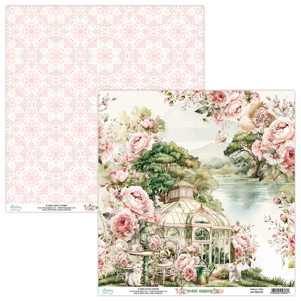 Papier do scrapbookingu 30,5 x 30,5 cm - Mintay - Peony Garden 01