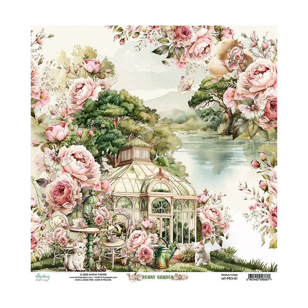 Papier do scrapbookingu 30,5 x 30,5 cm - Mintay - Peony Garden 01