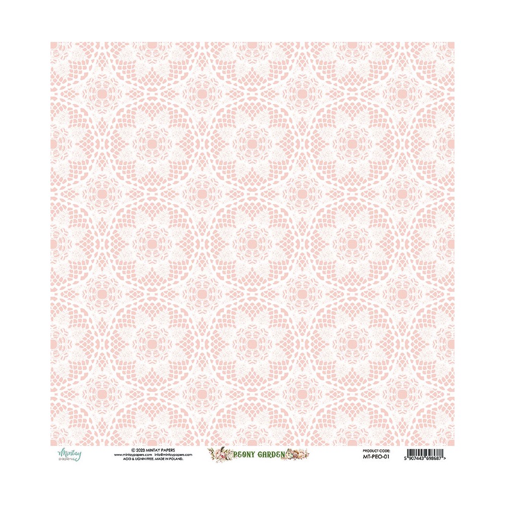Papier do scrapbookingu 30,5 x 30,5 cm - Mintay - Peony Garden 01