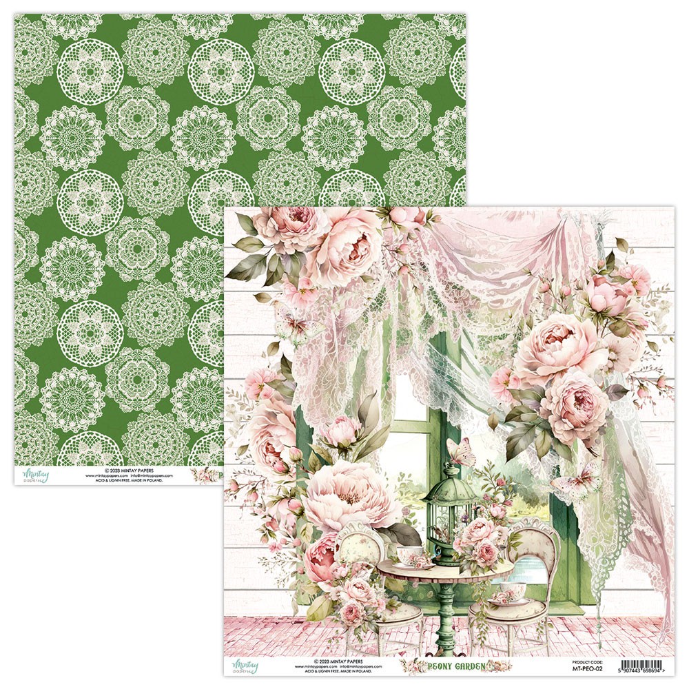Scrapbooking paper 30,5 x 30,5 cm - Mintay - Peony Garden 02