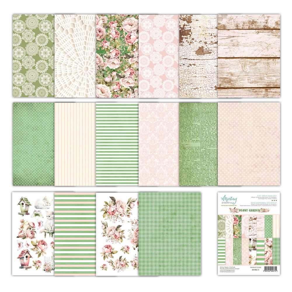 Zeszyt uzupełniający z papierami do scrapbookingu - Mintay - Peony Garden