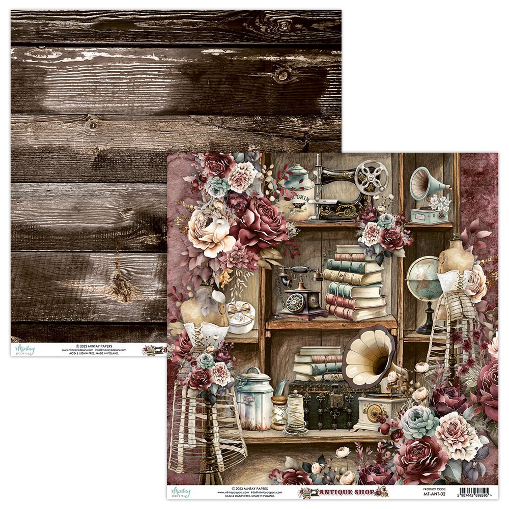 Papier do scrapbookingu 30,5 x 30,5 cm - Mintay - Antique Shop 02