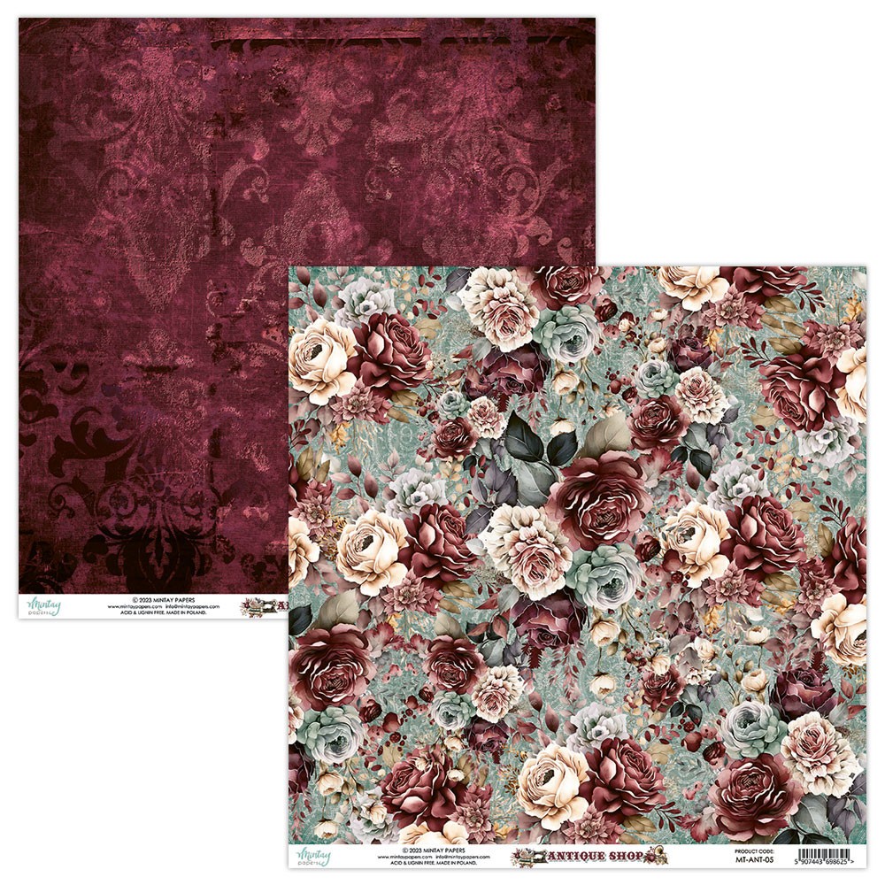 Scrapbooking paper 30,5 x 30,5 cm - Mintay - Antique Shop 05