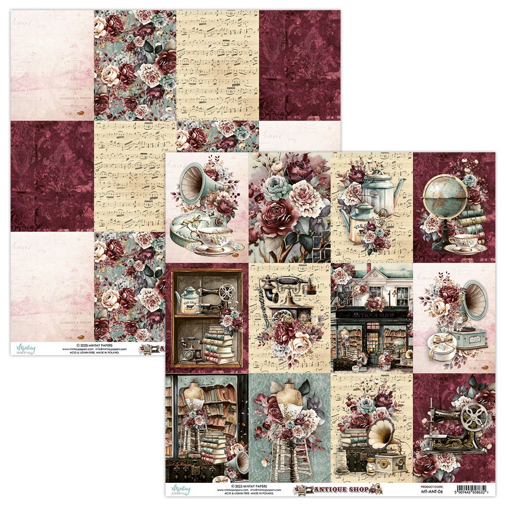 Papier do scrapbookingu 30,5 x 30,5 cm - Mintay - Antique Shop 06