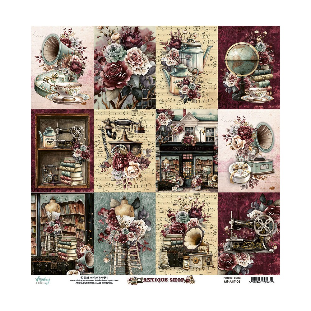 Scrapbooking paper 30,5 x 30,5 cm - Mintay - Antique Shop 06
