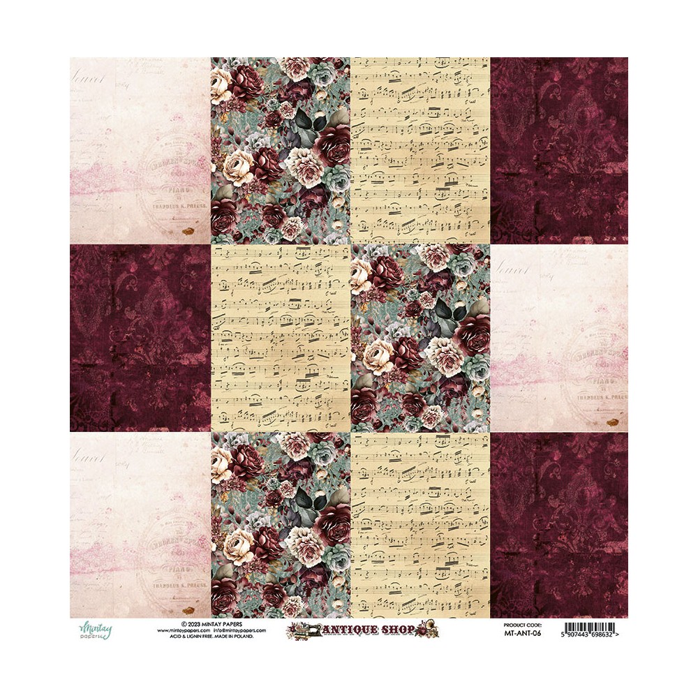 Scrapbooking paper 30,5 x 30,5 cm - Mintay - Antique Shop 06