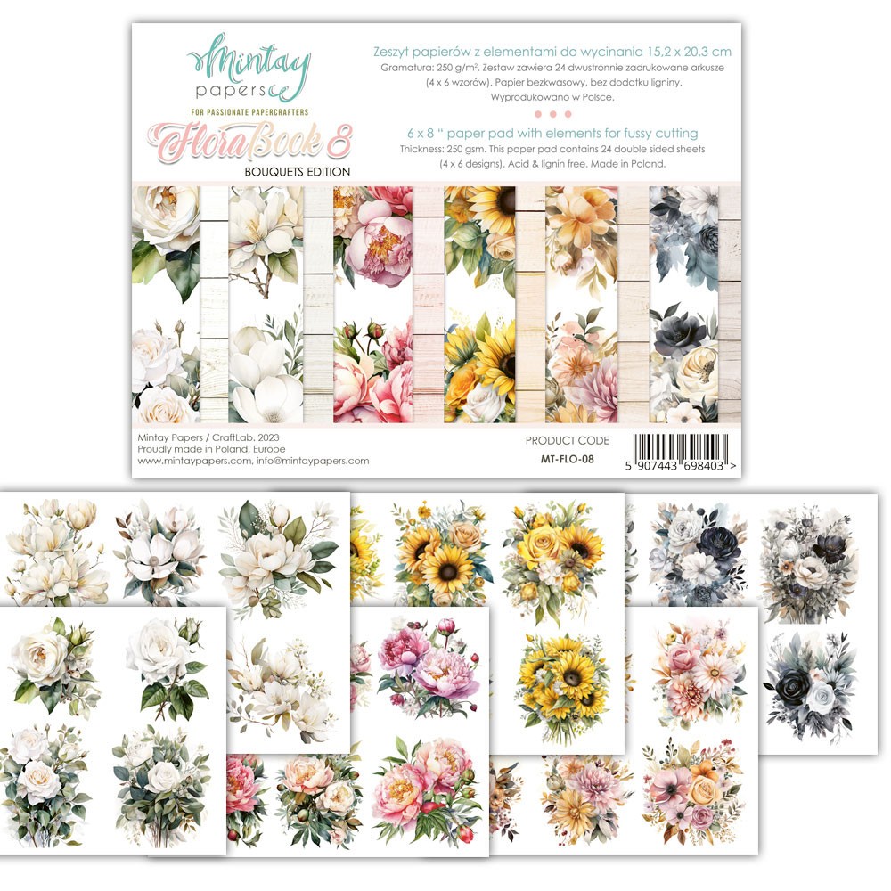 Scrapbooking paper set 15,2 x 20,3 cm - Mintay - Flora Book 08
