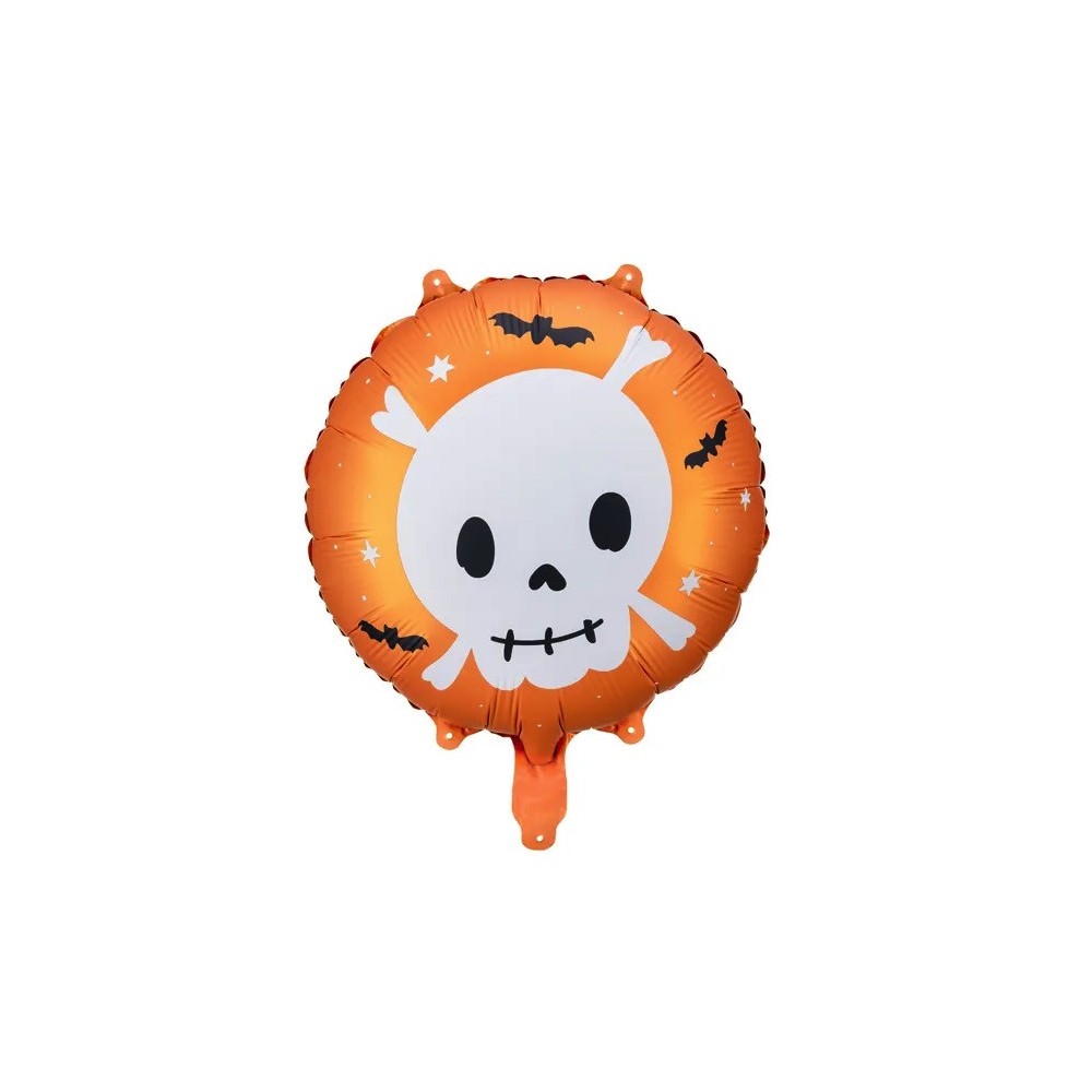 Balon foliowy Czaszka - pomarańczowy, 45 cm