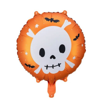 Balon foliowy Czaszka - pomarańczowy, 45 cm