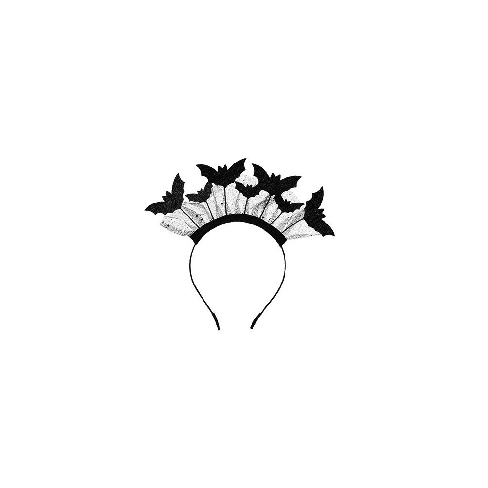 Spooky Halloween headband, Bats - black, 22 x 23 cm