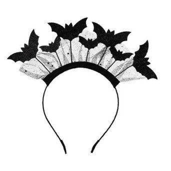 Spooky Halloween headband, Bats - black, 22 x 23 cm