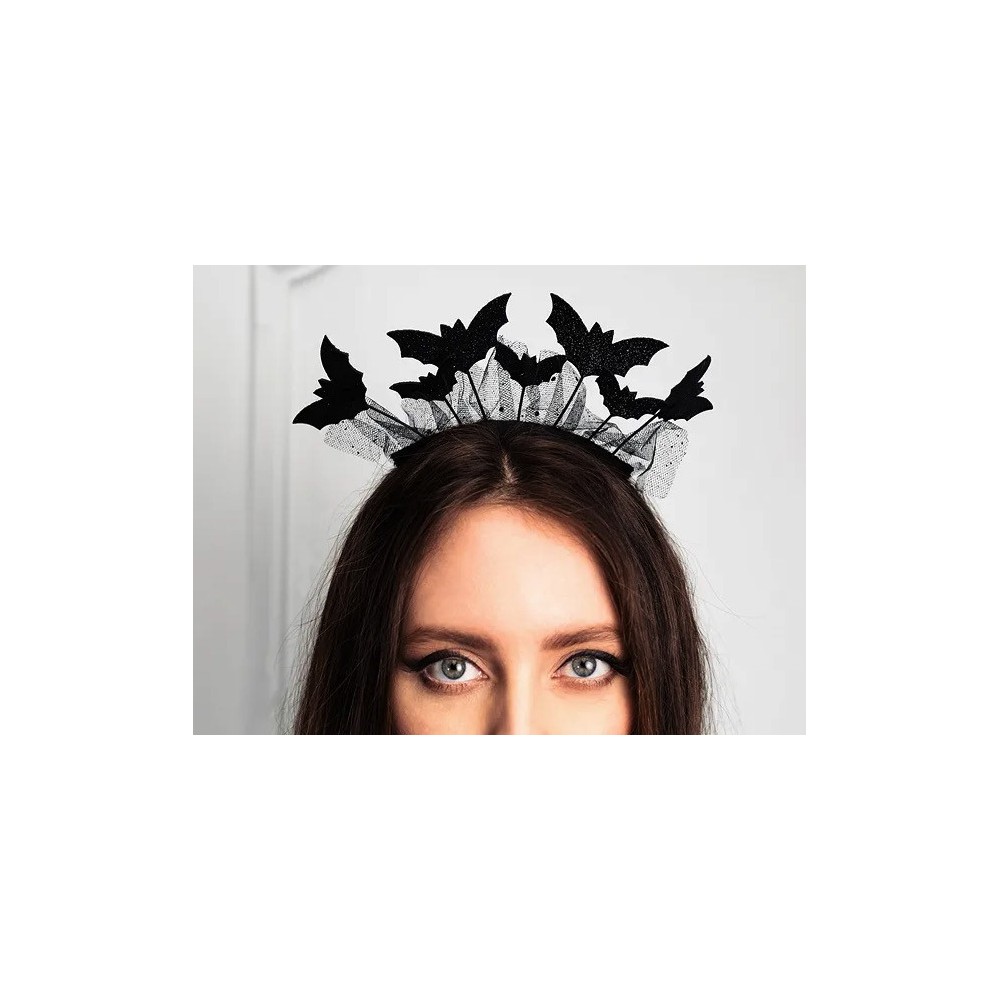 Spooky Halloween headband, Bats - black, 22 x 23 cm