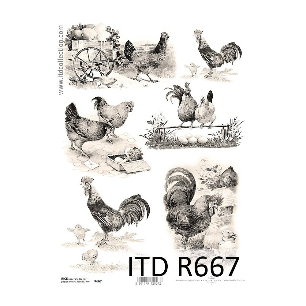Papier do decoupage A4 - ITD Collection - ryżowy, R667
