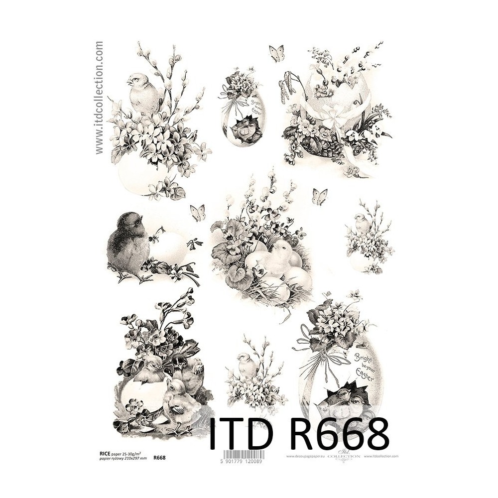 Decoupage paper A4 - ITD Collection - rice, R668