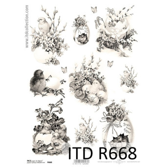 Papier do decoupage A4 - ITD Collection - ryżowy, R668