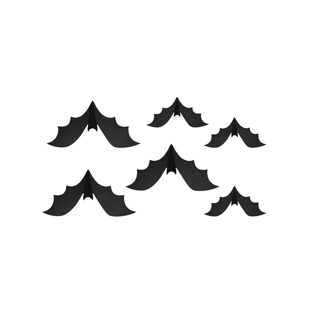 Paper Bats decoration - black, 6 pcs.