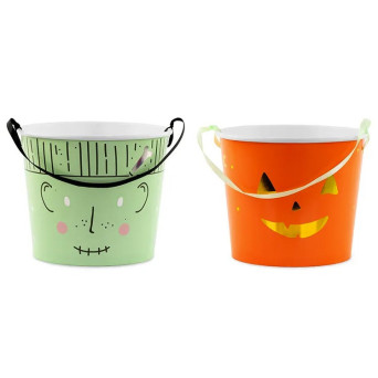Wiaderka halloweenowe na cukierki - 13,5 cm, 2 szt.