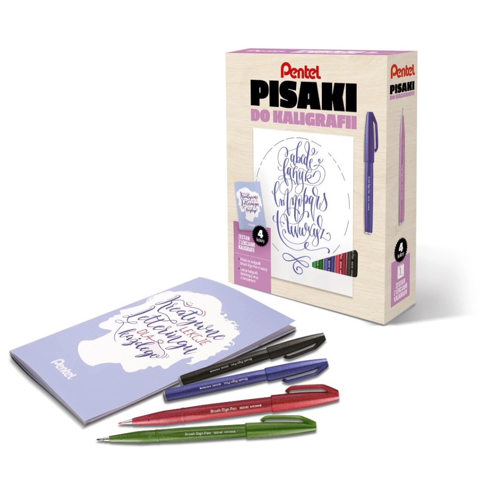 Kurs letteringu, zestaw do kaligrafii - Pentel - ABCD