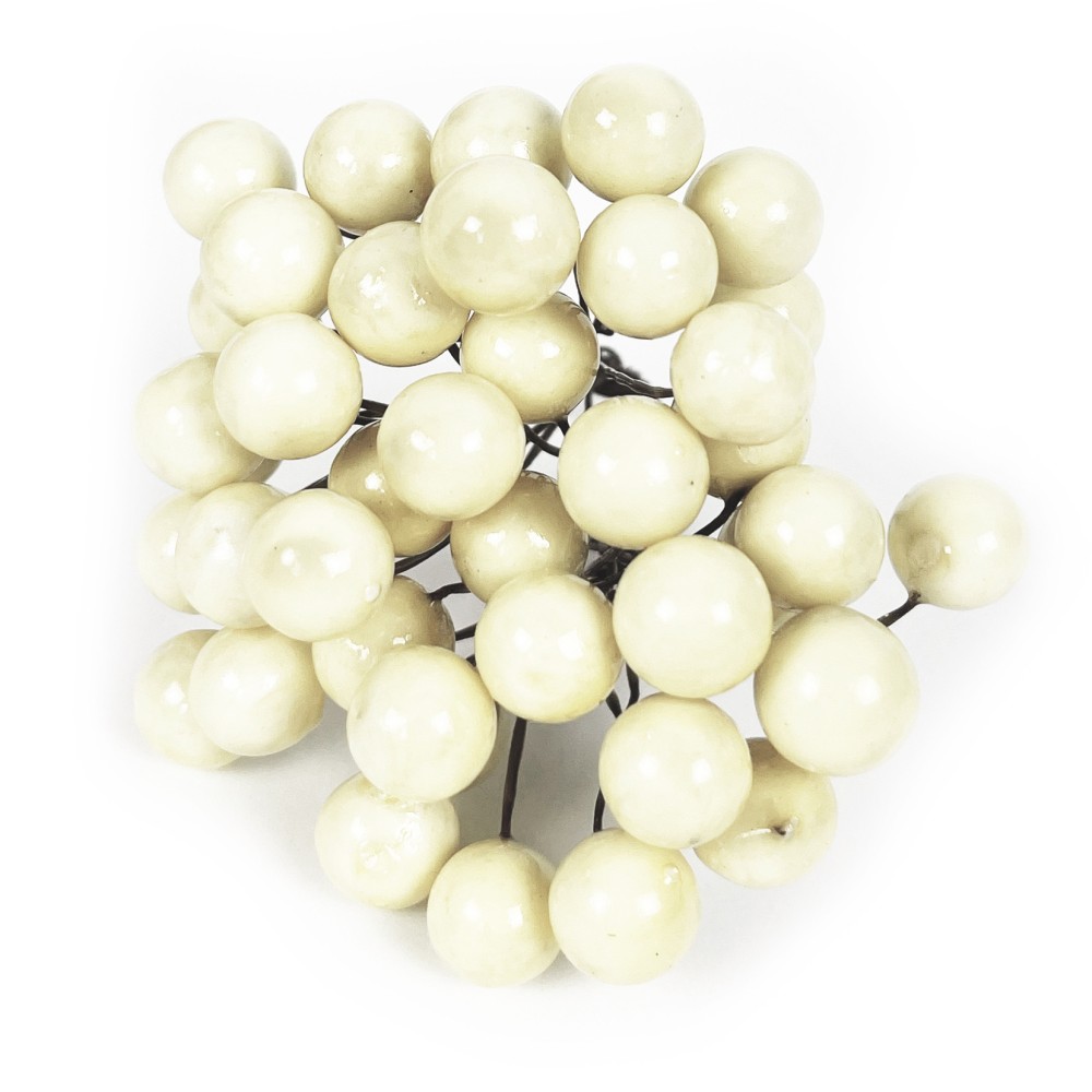 Rowan fruits on wires - cream, 13 cm, 20 pcs.