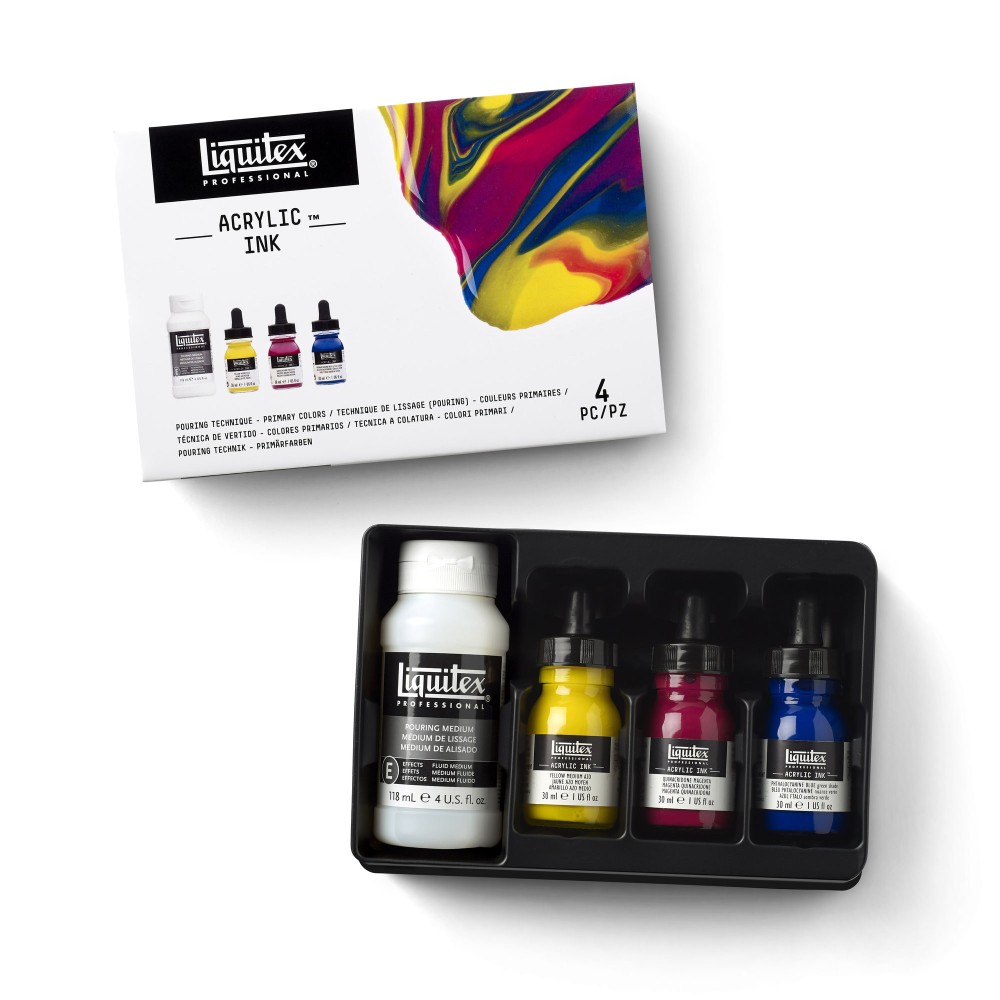 Set of Professional Acrylic inks - Liquitex - Primary Colors, 3 colors x 30 ml